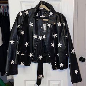 Nasty Gal Starry Faux Leather Jacket
